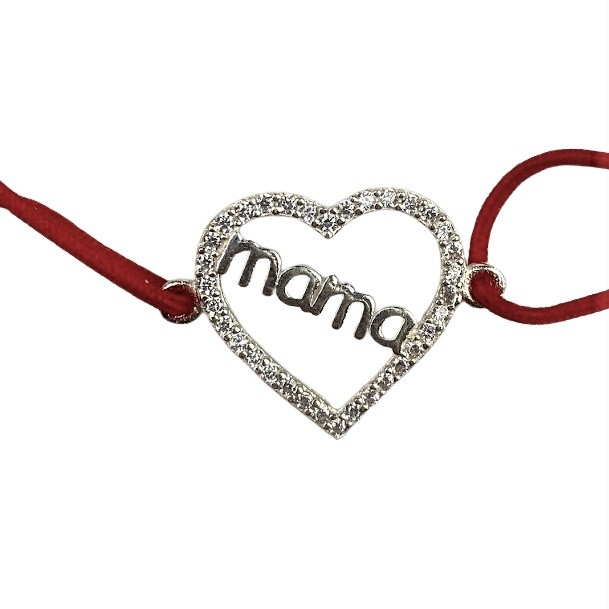 Bratara Snur Reglabil, Argint 925, Mama Cu Pietre Albe, Jolie Silver, 1.2 g, 2 cm x 1.5 cm [3]