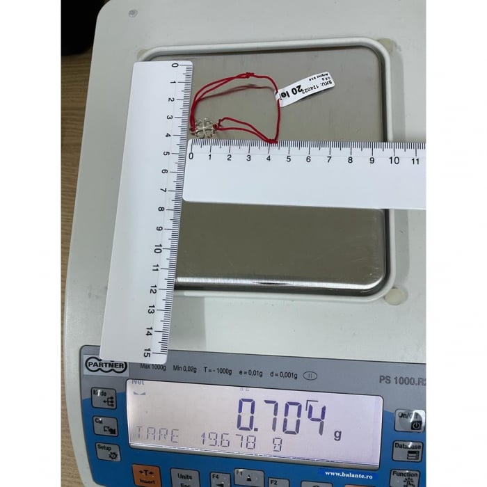 Bratara Snur Reglabil Rosu, Argint 925, Trifoi, Jolie Silver, 0.7 g, 15x10 mm [2]