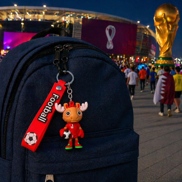 Breloc Chei, Flippy, Model Cerb, Mascota de Fotbal, Cupa Mondiala, Accesoriu Pentru Chei si Rucsac, Cauciuc Moale, 26 g, 6.2 x 3.4 cm, Rosu [7]
