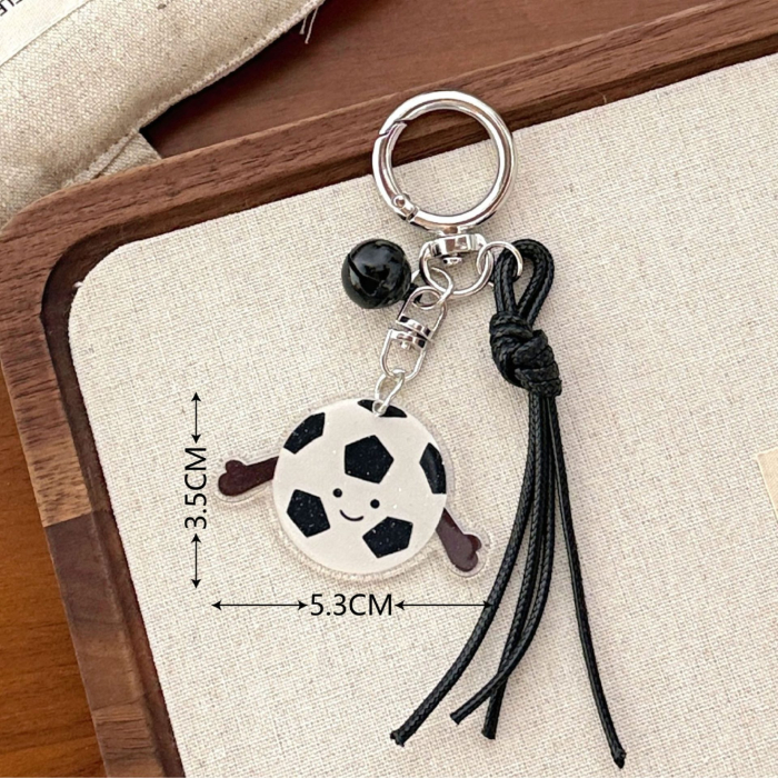 Breloc Chei, Flippy, Model Minge de Fotbal, Pandantiv Minge, Cupa Mondiala, Accesoriu Pentru Chei si Rucsac, Material Acril, Alb/Negru [2]
