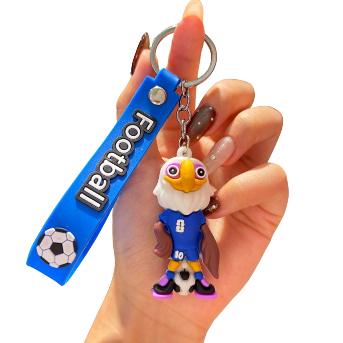 Breloc Chei, Flippy, Model Vultur, Mascota de Fotbal, Cupa Mondiala, Accesoriu Pentru Chei si Rucsac, Cauciuc Moale, 26 g, 6.2 x 3.4 cm, Albastru [6]