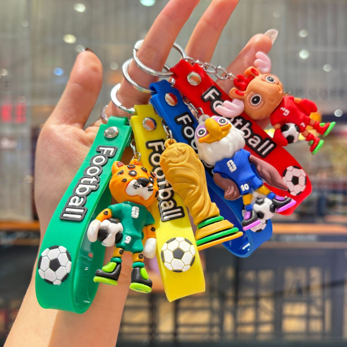 Breloc Chei, Flippy, Model Vultur, Mascota de Fotbal, Cupa Mondiala, Accesoriu Pentru Chei si Rucsac, Cauciuc Moale, 26 g, 6.2 x 3.4 cm, Albastru [2]