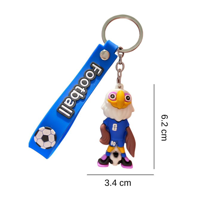 Breloc Chei, Flippy, Model Vultur, Mascota de Fotbal, Cupa Mondiala, Accesoriu Pentru Chei si Rucsac, Cauciuc Moale, 26 g, 6.2 x 3.4 cm, Albastru [4]