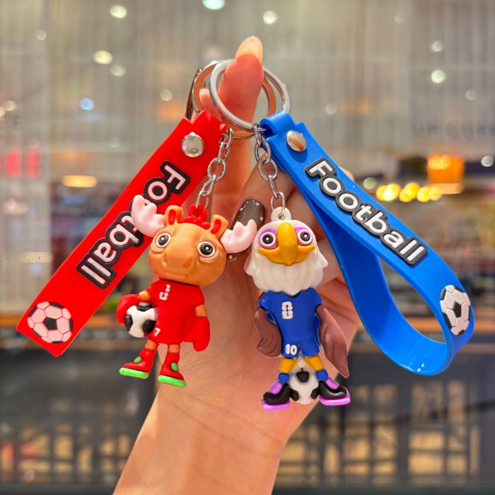 Breloc Chei, Flippy, Model Vultur, Mascota de Fotbal, Cupa Mondiala, Accesoriu Pentru Chei si Rucsac, Cauciuc Moale, 26 g, 6.2 x 3.4 cm, Albastru [3]