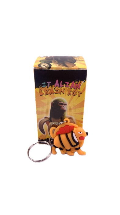 Breloc de Chei din Silicon, Flippy, Figurina Brainrot Burbaloni Luliloli, 3,5 cm, Portocaliu [2]