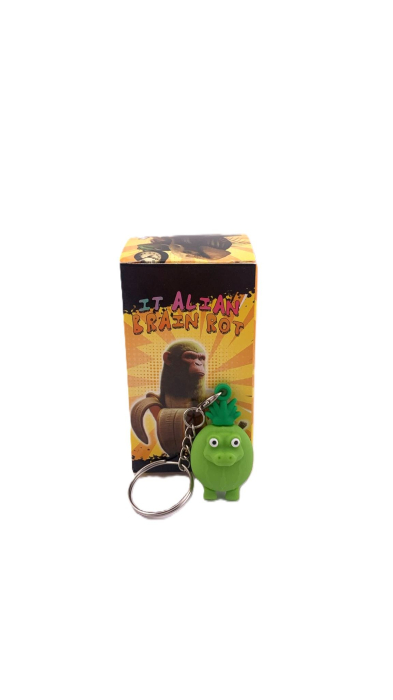 Breloc de Chei din Silicon, Flippy, Figurina Brainrot Gingobalo Gingobali, 4 cm, Verde [2]