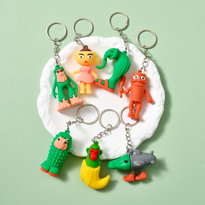 Breloc de Chei din Silicon, Flippy, Figurina Brainrot U Din Din Dun Ma Din Din Dun, 4 cm, Portocaliu [4]