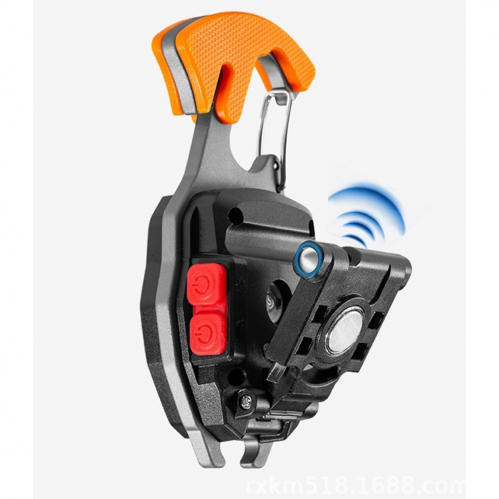 Breloc Multifunctional, Flippy, Model W5147, Kit Supravietuire, Lanterna, Bricheta, Fluier, din ABS/Aluminiu, Alimentare USB, Negru/Portocaliu [7]