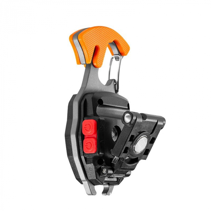 Breloc Multifunctional, Flippy, Model W5147, Kit Supravietuire, Lanterna, Bricheta, Fluier, din ABS/Aluminiu, Alimentare USB, Negru/Portocaliu [14]