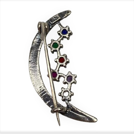 Brosa Argint 925 Semiluna cu Pietre Colorate [5]