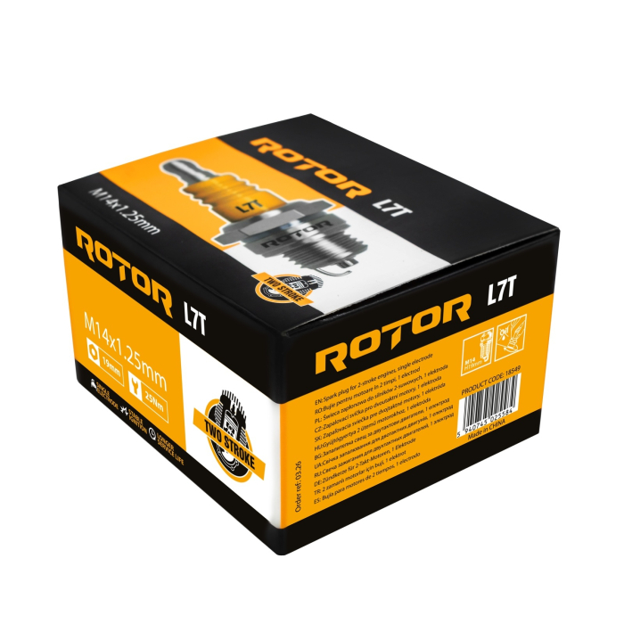 Bujie de aprindere pentru motoare in doi timpi ROTOR L7T, 1 electrod, filet M14 × 1,25 mm, bax 10 bucati [5]