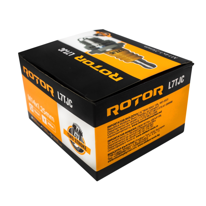 Bujie de aprindere pentru motoare in doi timpi ROTOR L7TJC, 3 electrozi, filet M14 × 1,25 mm, bax 10 bucati [4]