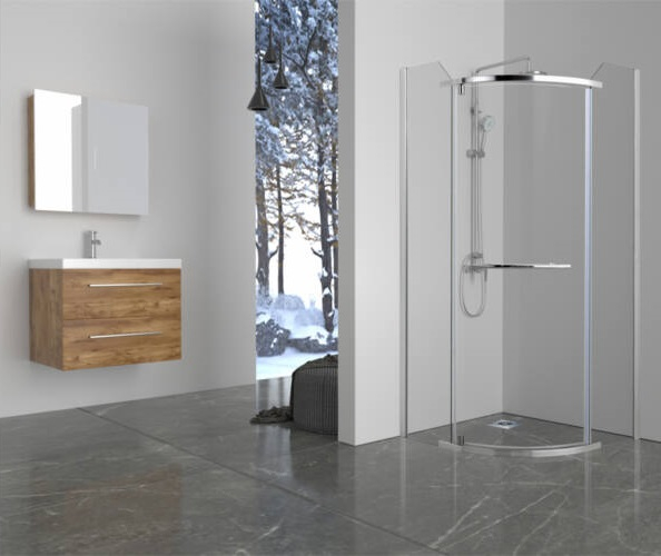 Cabina de dus semirotunda, cadru cromat, 90x90x190 cm [9]
