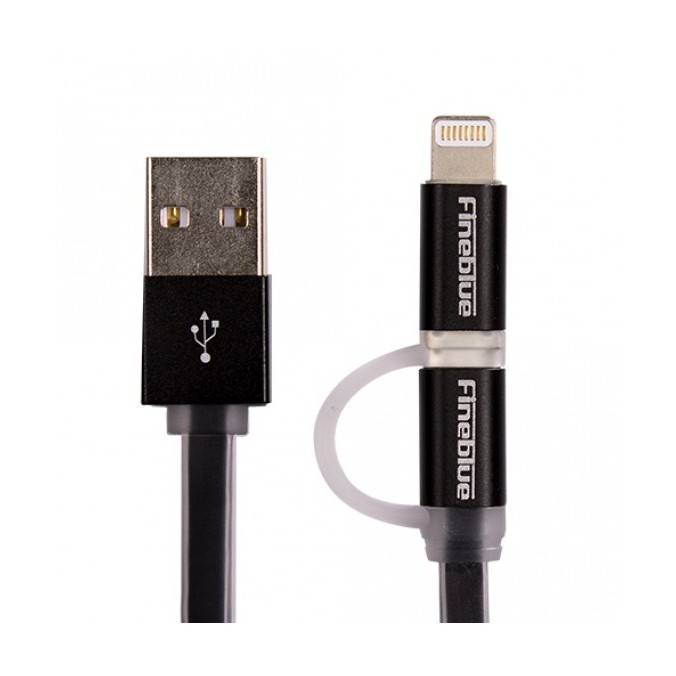 Cablu date Fineblue F-U6 2 in 1 (MicroUSB + Lightning) Negru [3]