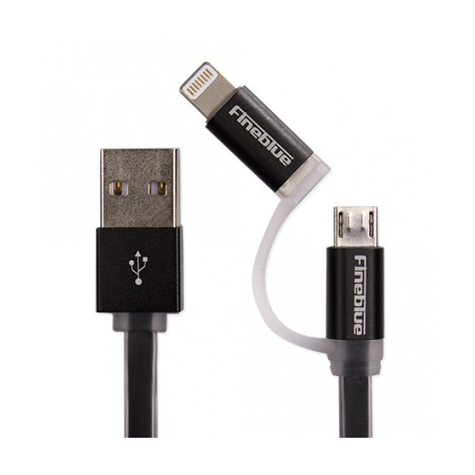 Cablu date Fineblue F-U6 2 in 1 (MicroUSB + Lightning) Negru [2]