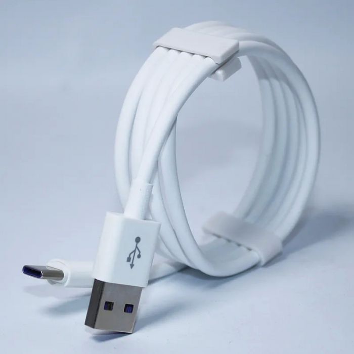 Cablu Date si Incarcare Flippy, SX-22, USB la Type-C, 3A Fast Charge, 1 m, cip protectie  invelis rezistent la indoire TPE, Alb [2]