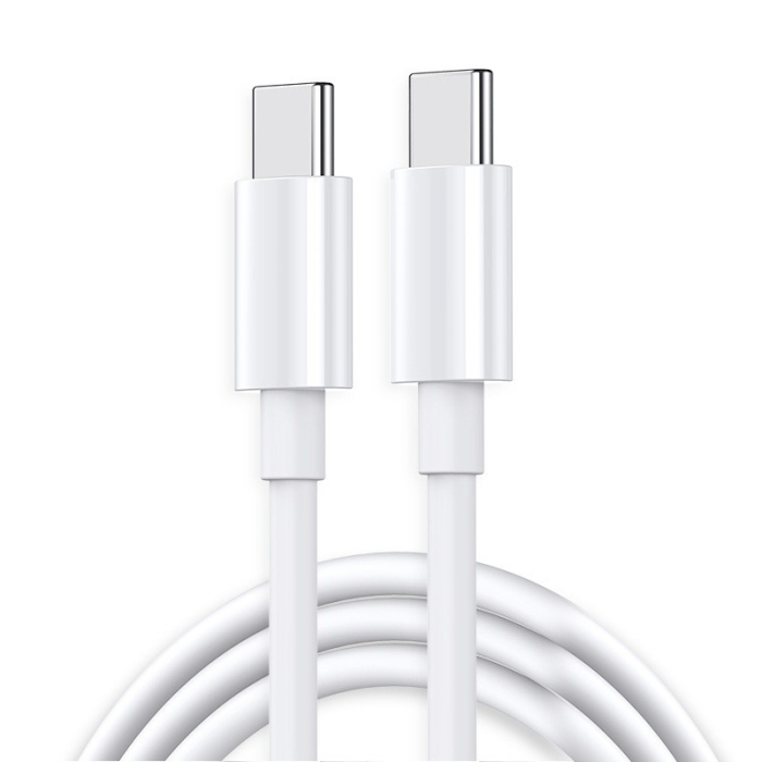 Cablu de Date pentru Telefon, Flippy, Cablu TYPE-C to TYPE-C Universal, Compatibil cu iOS si Android, Power Delivery 65W 130 cupru, 1 M, Simplu, Alb [1]