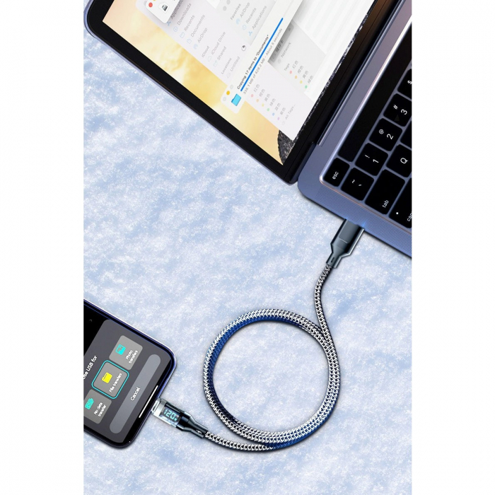 Lichidare Cablu de Date Type C + USB, Flippy, Încarcare Super Rapida, 120 W, Afișaj Digital LED, 1 m, Negru [5]