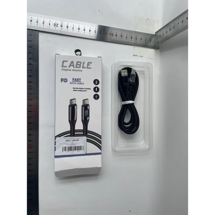 Cablu de Date Type C + USB, Flippy, Încarcare Super Rapida, 120 W, Afișaj Digital LED, 1 m, Negru [11]