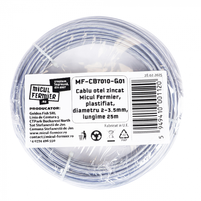 Cablu otel zincat Micul Fermier, plastifiat, diametru 2-3.5mm, lungime 25m [3]