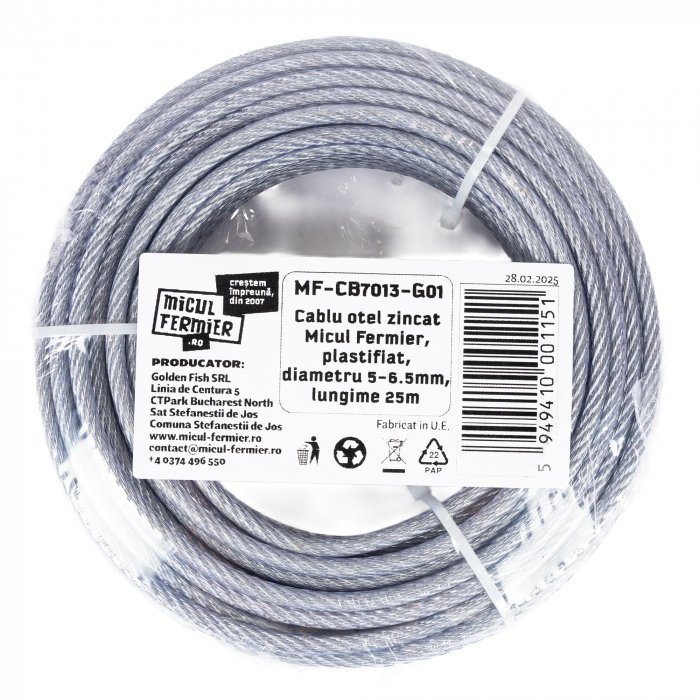 Cablu otel zincat Micul Fermier, plastifiat, diametru 5-6.5mm, lungime 25m [2]