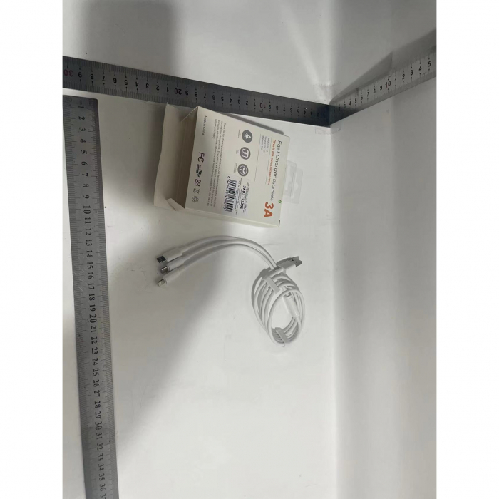 Cablu USB 3in1 Flippy SX - 21, USB la micro USB/USB-C/compatibil iphone, 3A, 1.2m (alb) [7]