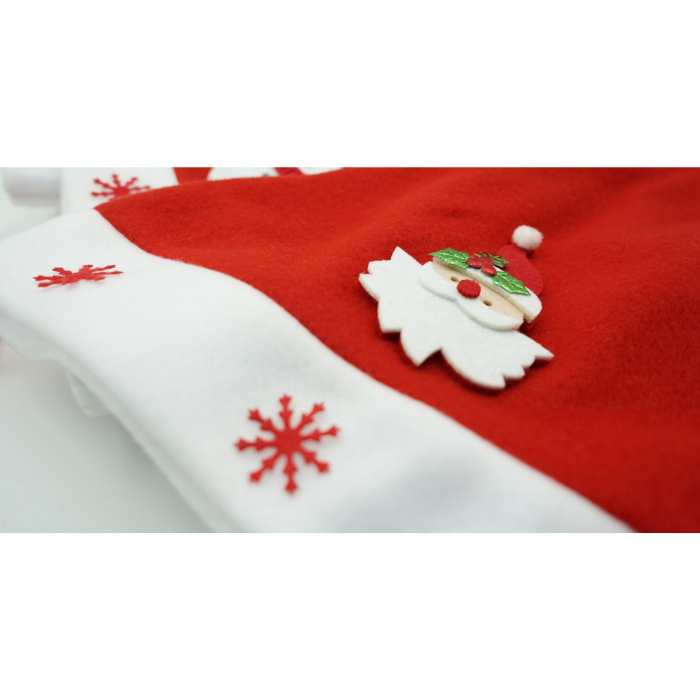 Caciulita de Mos Craciun, Flippy,cu model de Mos Craciun si ornament fulg de nea, rosie, marime universala, material textil [5]