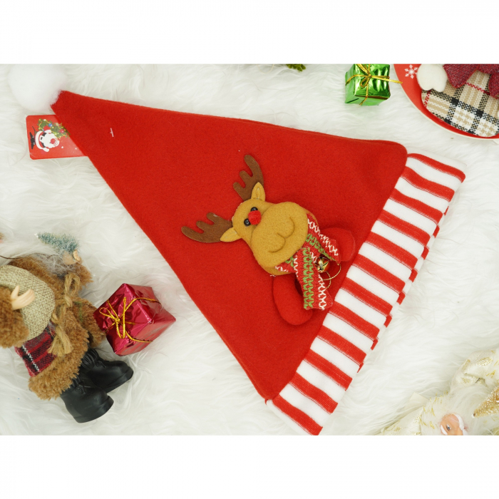 Caciulita de Mos Craciun, Flippy,cu model de Ren, rosie, marime universala, material textil [2]