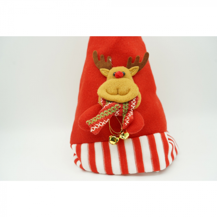 Caciulita de Mos Craciun, Flippy,cu model de Ren, rosie, marime universala, material textil [4]
