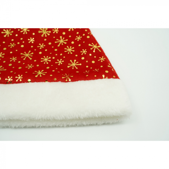 Caciulita de Mos Craciun, Flippy,cu ornament auriu fulg de nea, rosie, marime universala, material textil [5]