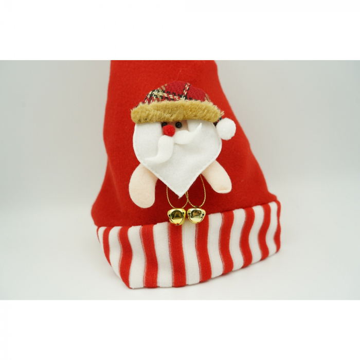 Caciulita de Mos Craciun, Flippy,cu ornament de Mos Craciun, rosie, marime universala, material textil [5]