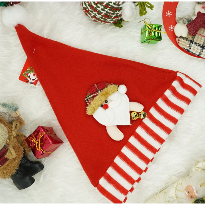 Caciulita de Mos Craciun, Flippy,cu ornament de Mos Craciun, rosie, marime universala, material textil [2]