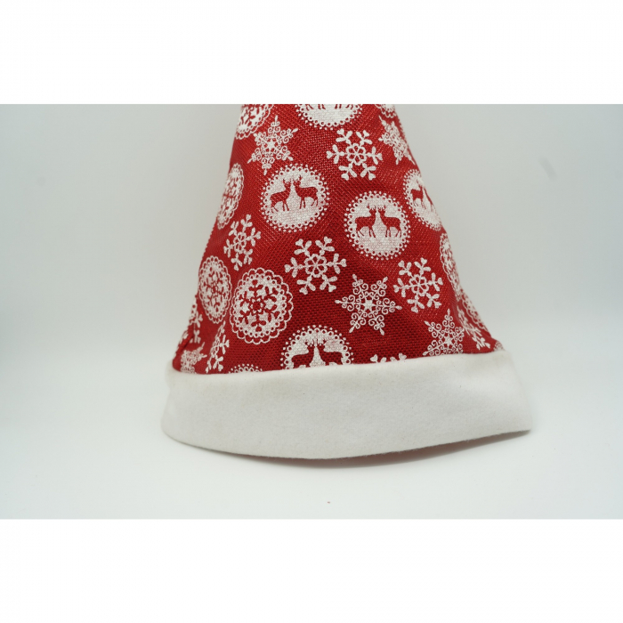 Caciulita de Mos Craciun, Flippy,cu ornament fulg de nea si sclipici, rosie, marime universala, material textil [5]