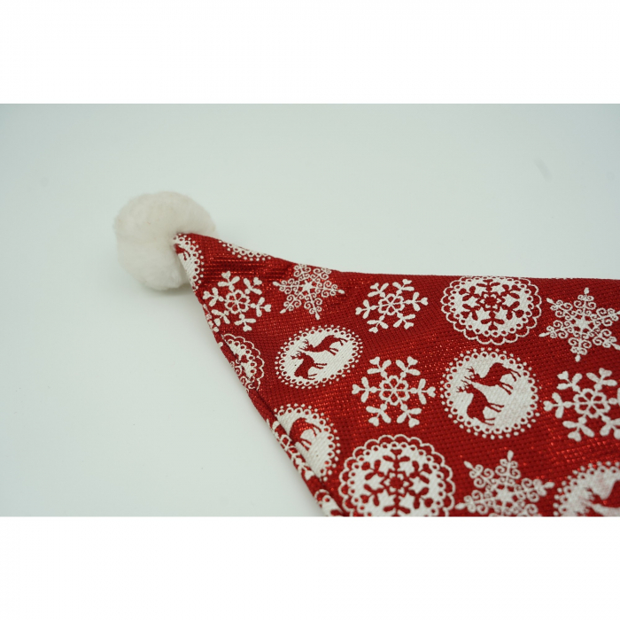 Caciulita de Mos Craciun, Flippy,cu ornament fulg de nea si sclipici, rosie, marime universala, material textil [4]