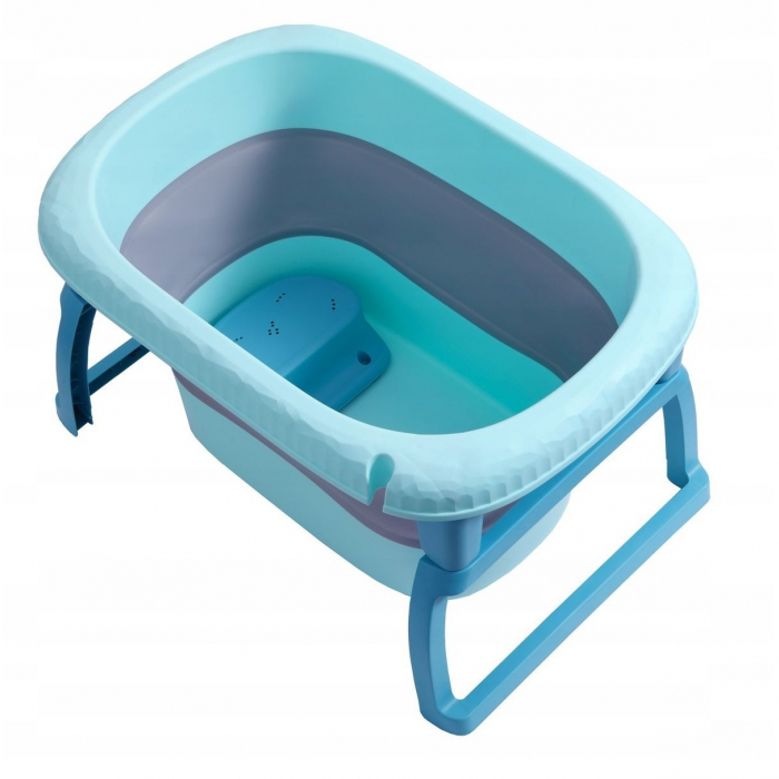 Cada Pliabila pentru Baie, Flippy, din PP+TPE, pentru Copii 0-6 Ani, cu Picioare, Suport de Sezut, Scurgere Etans, 48.5x25x72 cm, Albastru [5]