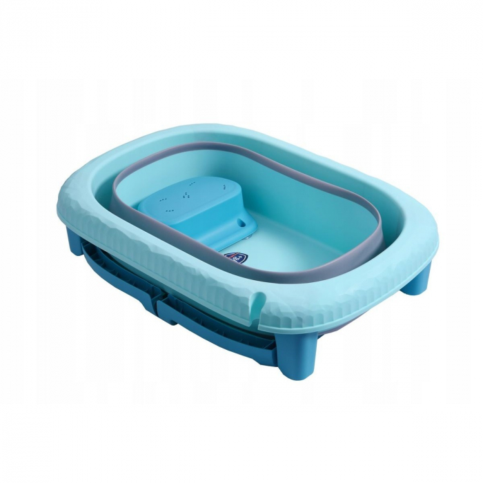 Cada Pliabila pentru Baie, Flippy, din PP+TPE, pentru Copii 0-6 Ani, cu Picioare, Suport de Sezut, Scurgere Etans, 48.5x25x72 cm, Albastru [2]