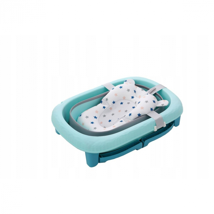 Cada Pliabila pentru Baie, Flippy, din PP+TPE, pentru Copii 0-6 Ani, cu Picioare, Suport de Sezut, Scurgere Etans, 80 x 52 x 42 cm, Albastru [6]