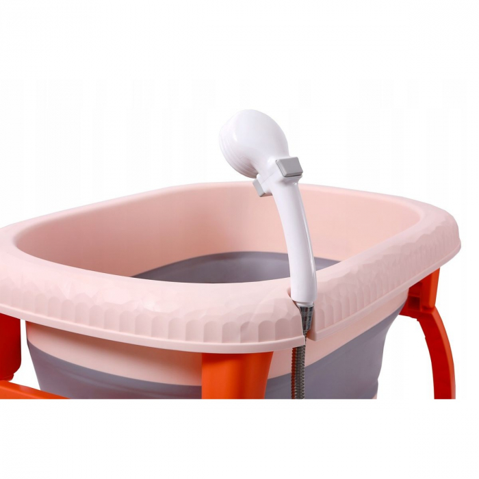 Cada Pliabila pentru Baie, Flippy, din PP+TPE, pentru Copii 0-6 Ani, cu Picioare, Suport de Sezut, Scurgere Etans, 80 x 52 x 42 cm, Portocaliu [4]