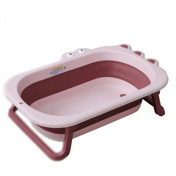 Cada Pliabila pentru Baie, Flippy, din PP+TPR, pentru Copii 0-6 Ani, Model Crocodil, Dop de Scurgere, 80x54x21 cm, Roz [1]
