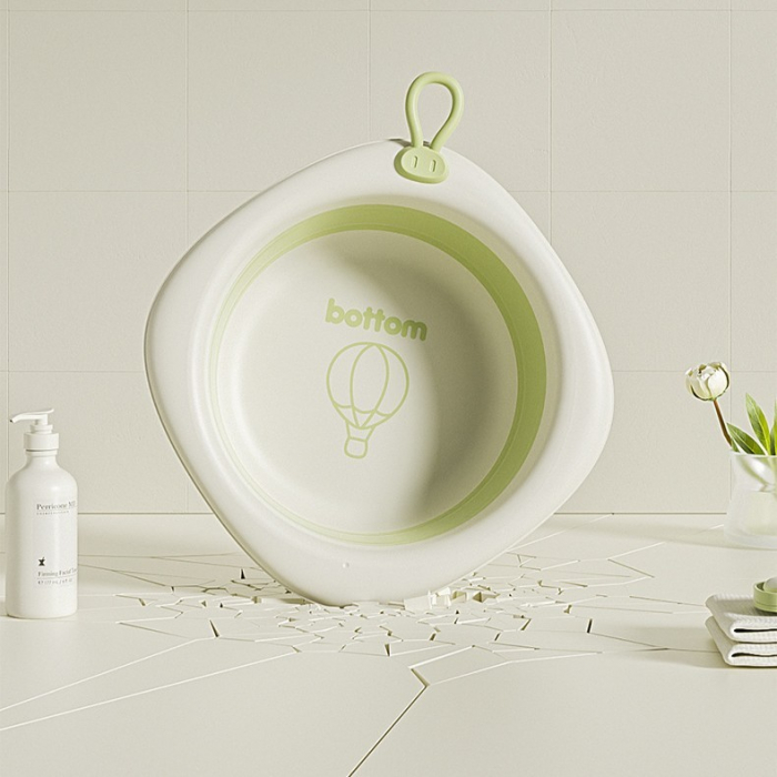 Cada Pliabila pentru Baie pentru Copii, Flippy, Cadita pentru Bebelusi, Model Romb cu Balon, Verde, 31.5x31.5x3.5 cm, 3L [12]