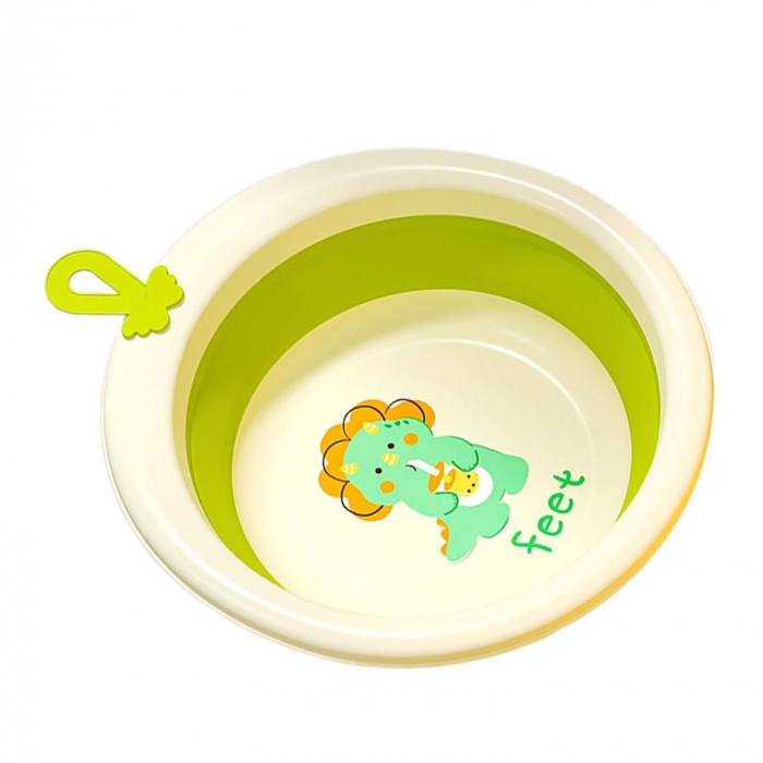 Cada Pliabila pentru Baie pentru Copii, Flippy, Cadita pentru Bebelusi, Model Rotund cu Dinozaur, Verde, 30x30x3.7 cm, 4L [4]