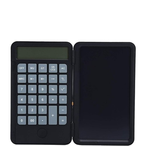 Calculator de Mana Reincarcabil cu Tabla de Scris, Flippy, Calculator Portabil, Ecran LCD, Afisaj cu 12 Cifre, Ecran de 15 cm, Culoare Negru [1]