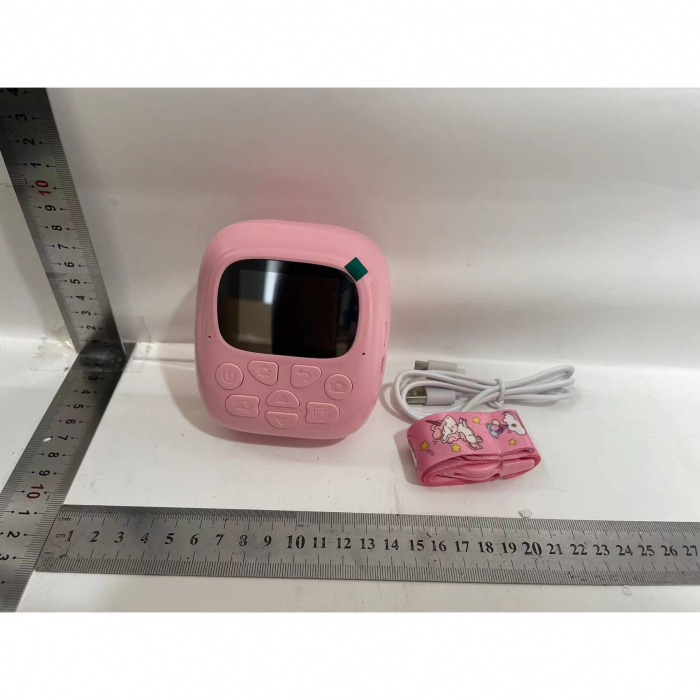 Camera Instantanee pentru Copii, Flippy, Camera Frontala + Selfie, cu Functie de Printare, Cablu USB-C, Bluetooth, Compatibil iOS/Android, Imprimare APP, Model Bunny, Roz [2]