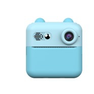 Camera Instantanee pentru Copii, Flippy, cu Functie de Printare, Cablu USB-C, Bluetooth, compatibil iOS/Android, Imprimare APP, Model Urechi, Snur Subtire Inclus, Albastru [1]