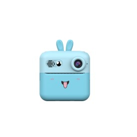 Camera Instantanee pentru Copii, Flippy, cu Functie de Printare, Cablu USB-C, Bluetooth, Compatibil iOS/Android, Imprimare APP, Model Iepure, Snur de Agatat Inclus, Albastru [1]