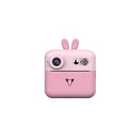 Camera Instantanee pentru Copii, Flippy, cu Functie de Printare, Cablu USB-C, Bluetooth, Compatibil iOS/Android, Imprimare APP, Model Iepure, Snur de Agatat Inclus, Roz [1]