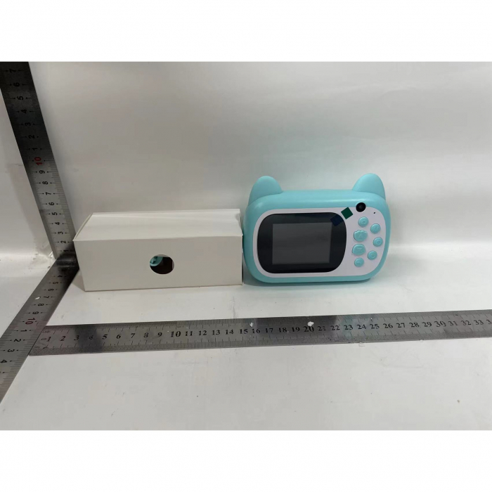 Camera Instantanee pentru Copii, Flippy, Camera Frontala + Selfie, cu Functie de Printare, Cablu USB-C, Bluetooth, Compatibil iOS/Android, Imprimare APP, Model Pisica Smiley Face, Verde [2]