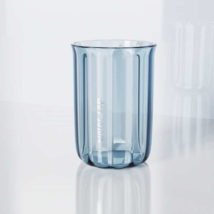 Cana de Apa pentru Clatit, Flippy, pentru Periuta de Dinti, 200 ml, 10.4 x 7.3 cm, Albastru Transparent [4]