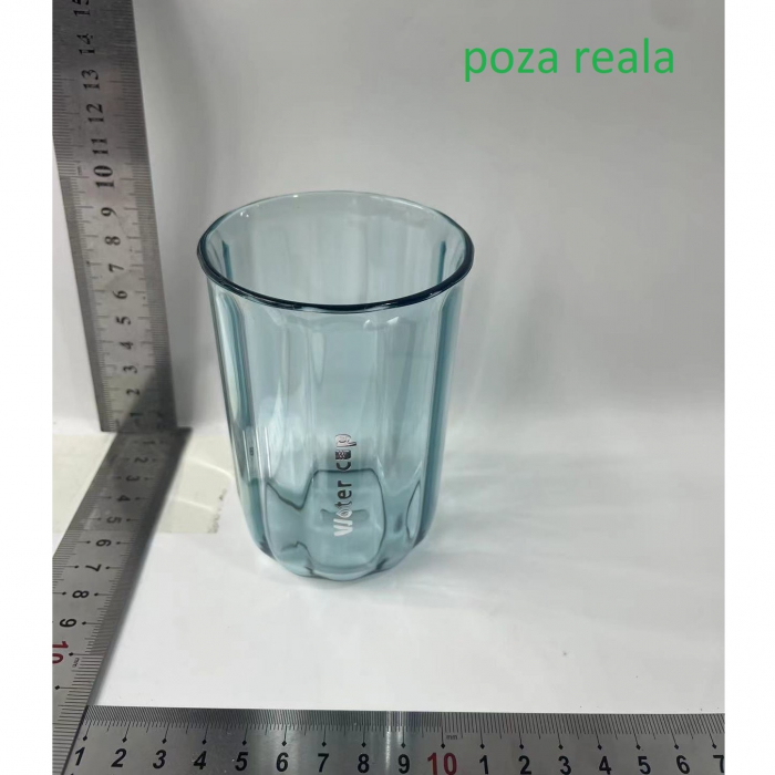 Cana de Apa pentru Clatit, Flippy, pentru Periuta de Dinti, 200 ml, 10.4 x 7.3 cm, Albastru Transparent [2]