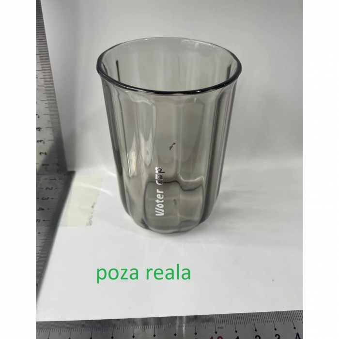 Cana de Apa pentru Clatit, Flippy, pentru Periuta de Dinti, 200 ml, 10.4 x 7.3 cm, Gri Transparent [2]